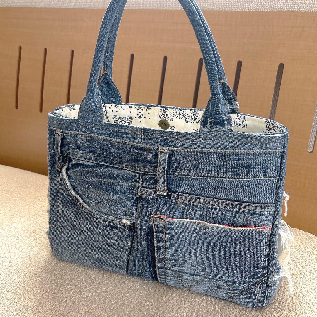 ♡お値下げします♡さまオーダー。サイドボタンデニムリメイクトートバッグ、他一点