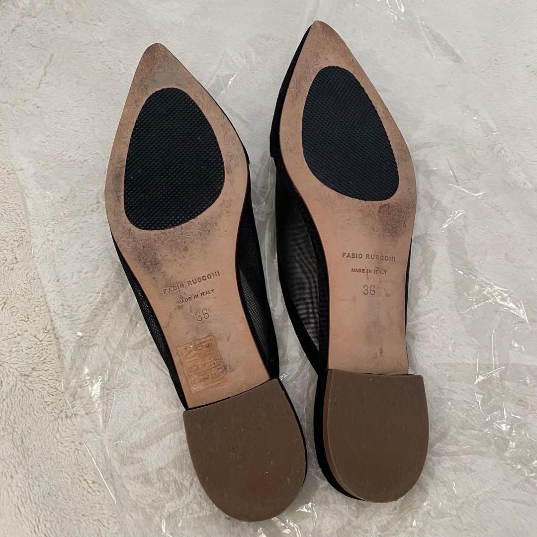 1回着ファビオルスコーニ　フラットサンダル ポインテッドトゥ　メッシュミュール