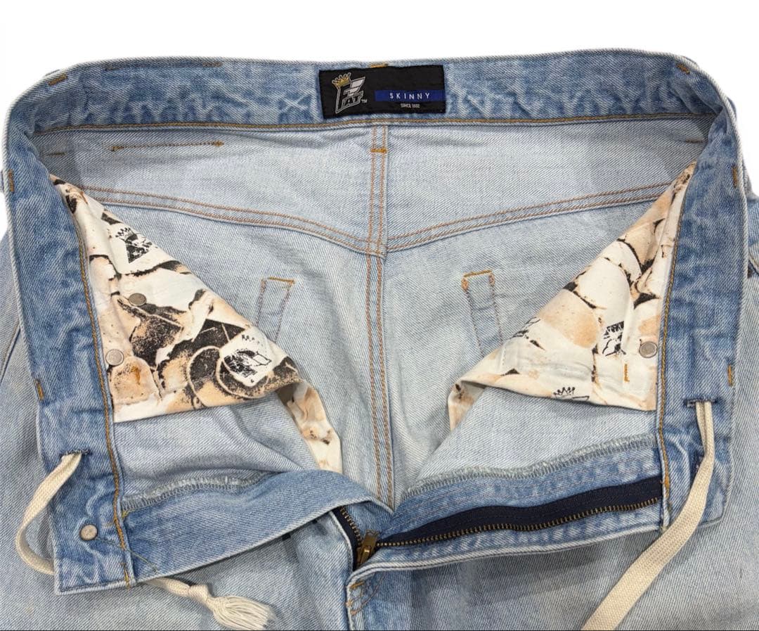 エフエーティー FAT 247 FADER skinnyデニム ライトブルー