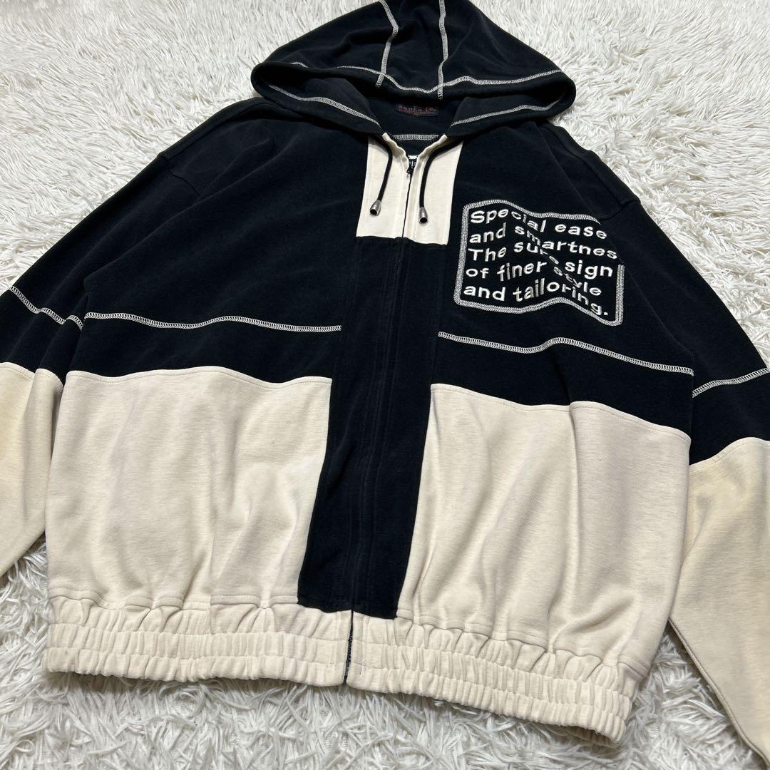 Santafe サンタフェ　刺繍　デカロゴ　ジップパーカー　Lサイズ