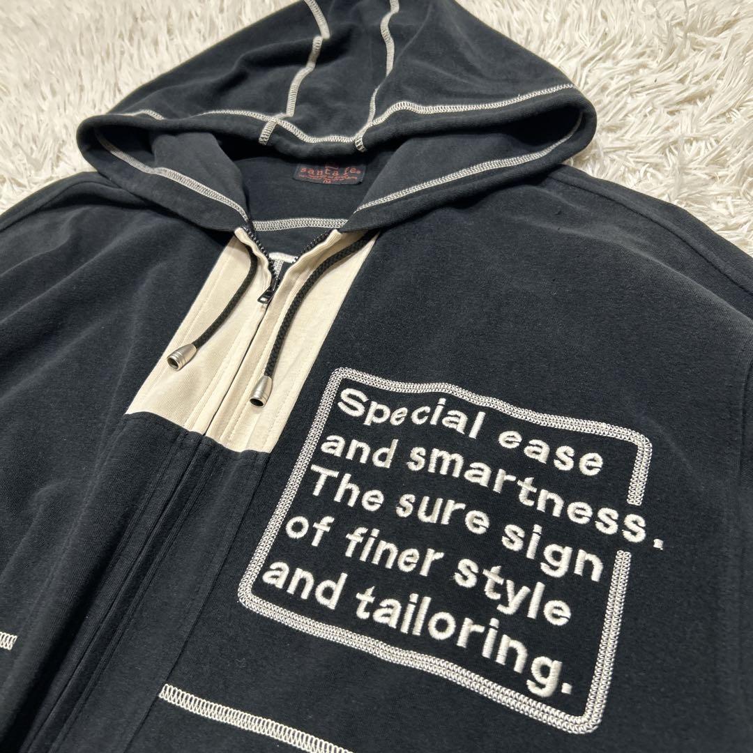 Santafe サンタフェ　刺繍　デカロゴ　ジップパーカー　Lサイズ