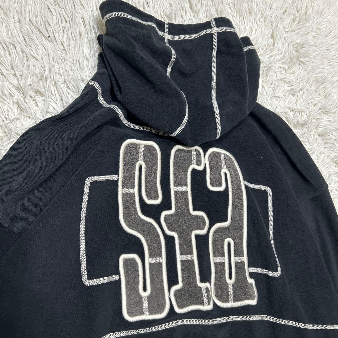 Santafe サンタフェ　刺繍　デカロゴ　ジップパーカー　Lサイズ
