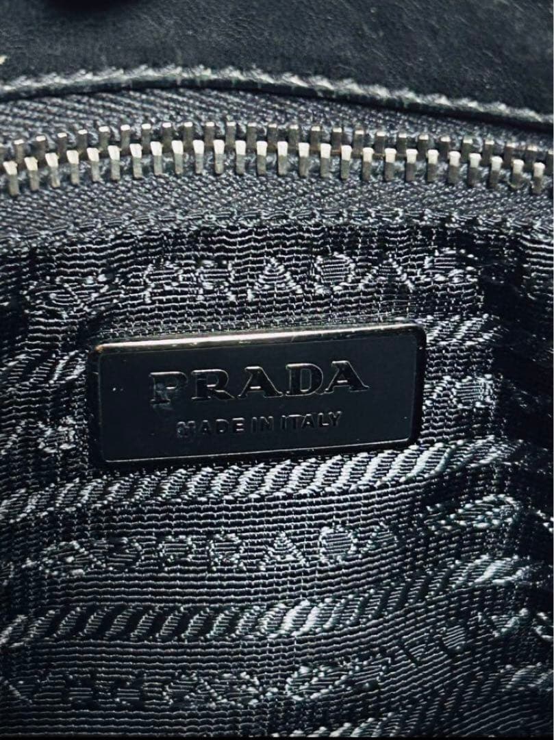 【美品】PRADA 黒 ナイロン フリルバッグ