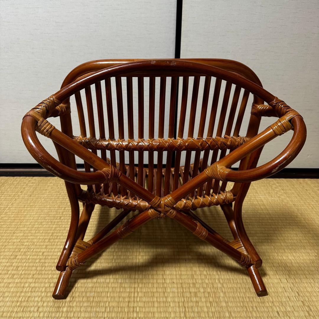 ラタン椅子 美品 ヴィンテージ (中古) 籐家具 和モダン 昭和 美しい曲線美