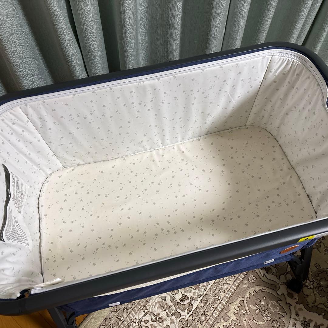 HZDMJ 折りたたみベビーベッド キャスター付 取説付 ブルー