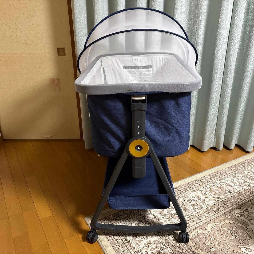 HZDMJ 折りたたみベビーベッド キャスター付 取説付 ブルー