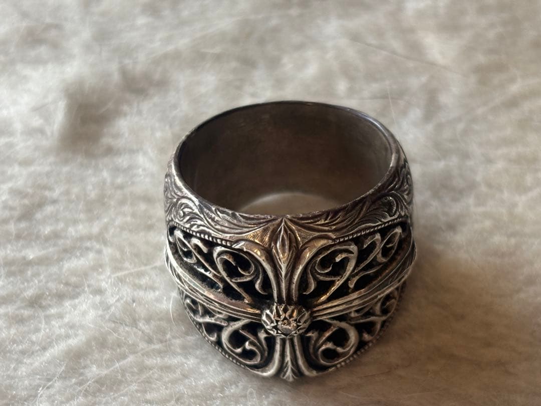 てんころ様用　クロムハーツ　クラシックオーバルクロスリング　彫金カスタム