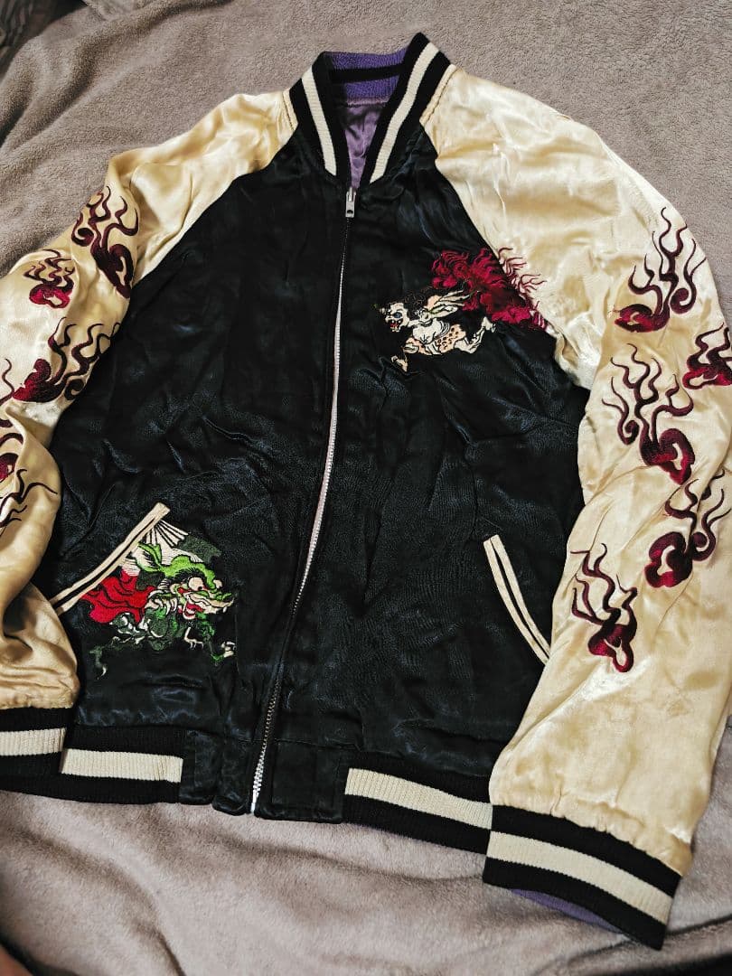 百花繚乱 2面用 日本 限定 スカジャン silk unisex vintage