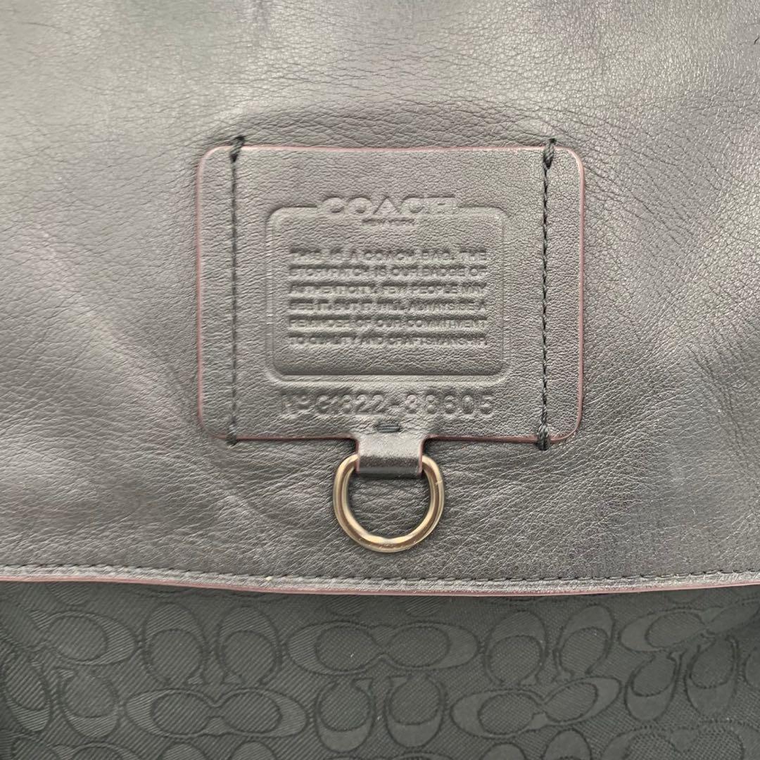 極美品 コーチ リビングトン シグネチャー レザー メッセンジャーバッグ メンズ