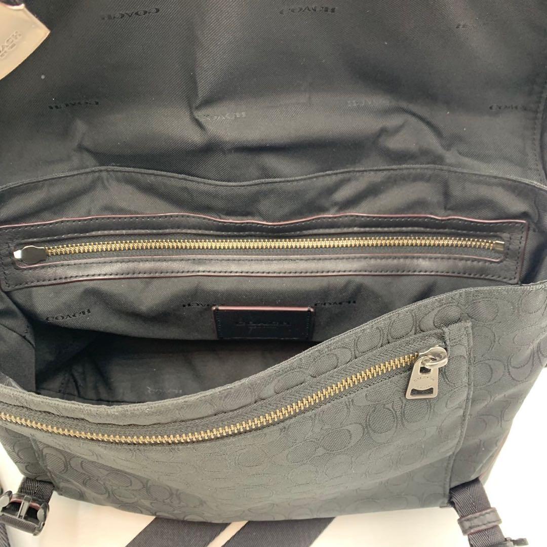 極美品 コーチ リビングトン シグネチャー レザー メッセンジャーバッグ メンズ