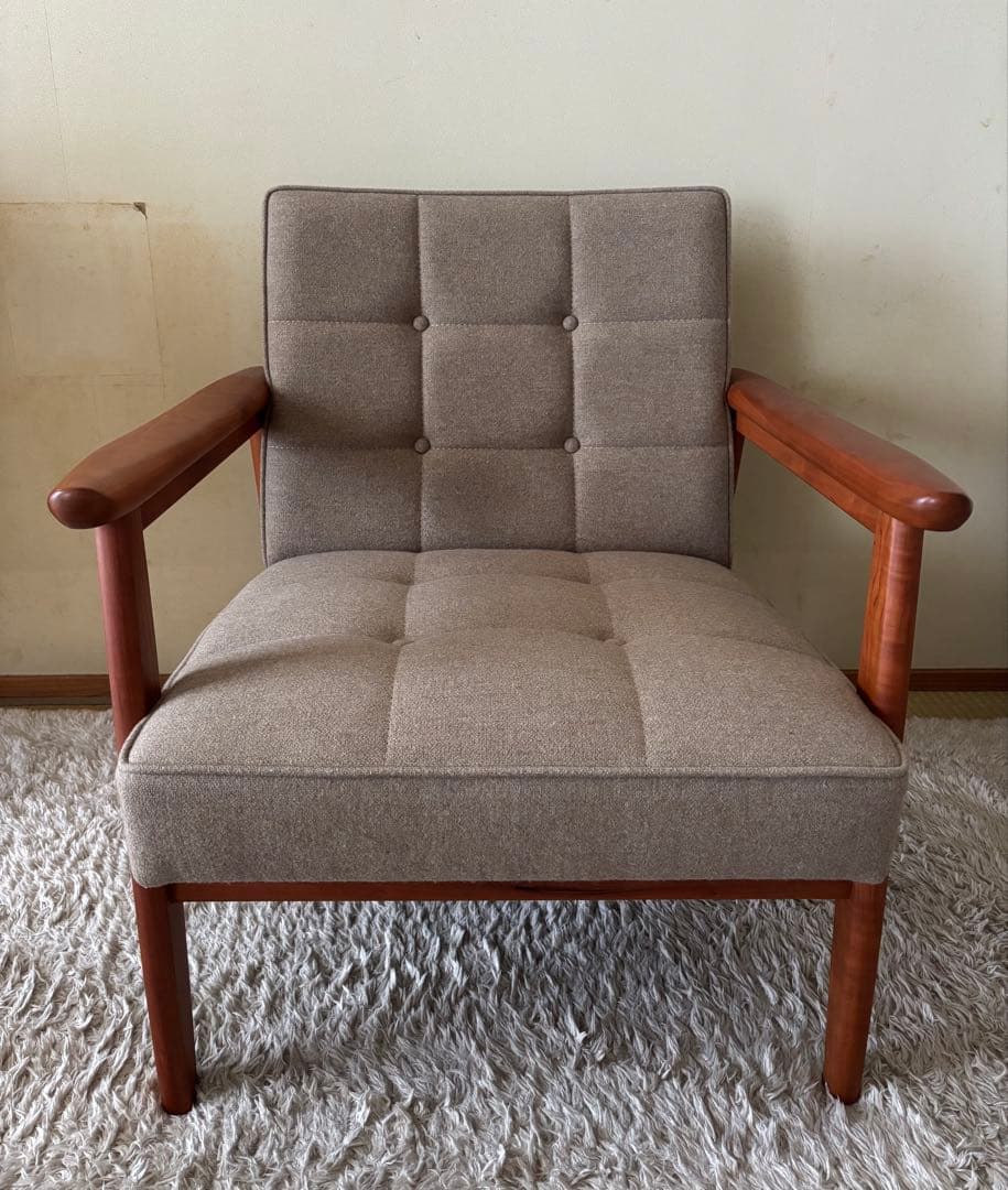 【最終価格】カリモク60 Kチェア1シーター　フラノヘージュ　ブラックチェリー