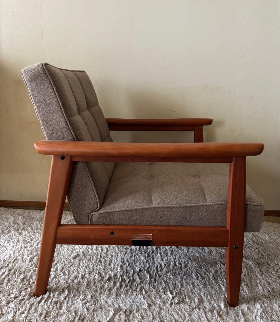 【最終価格】カリモク60 Kチェア1シーター　フラノヘージュ　ブラックチェリー