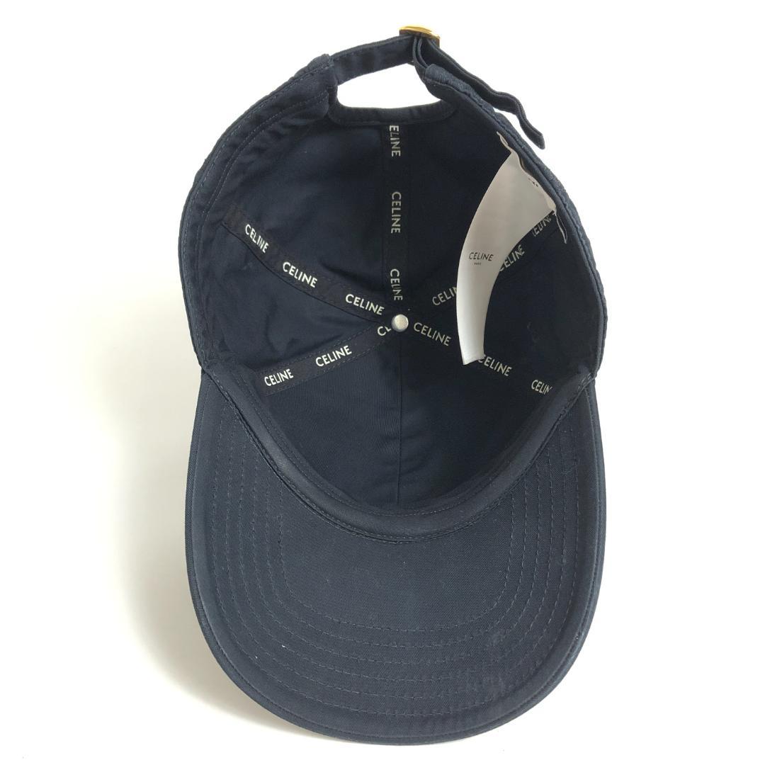 8F043/セリーヌ/トリオンフ ベースボールキャップ/帽子/ブラック/黒