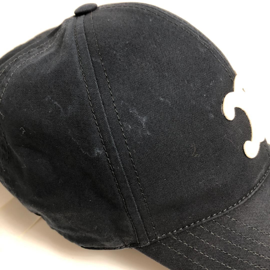 8F043/セリーヌ/トリオンフ ベースボールキャップ/帽子/ブラック/黒
