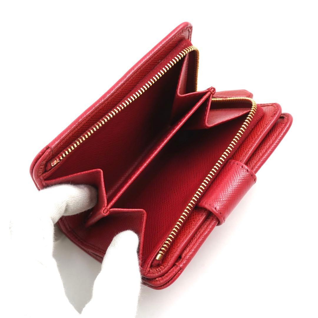 ✨未使用展示品　PRADA ミニ財布　サフィアーノレザー　L字ファスナー レッド