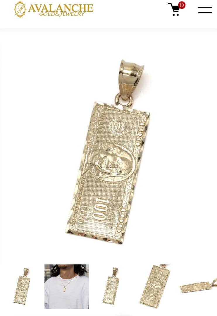 AVALANCHEアヴァランチ 10K K10 100ドル札トップ ネックレス