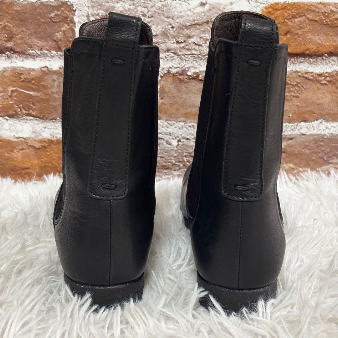 ✨美品✨SAYA(サヤ)本革 ショートサイドゴアブーツ　ブラック　23cm
