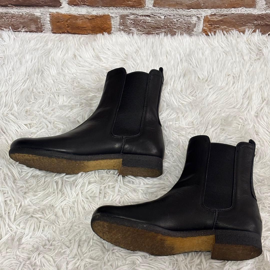 ✨美品✨SAYA(サヤ)本革 ショートサイドゴアブーツ　ブラック　23cm