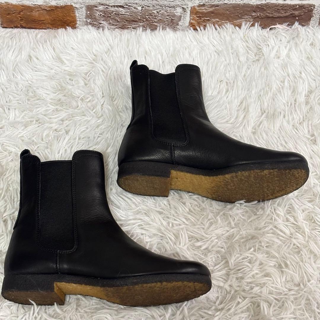 ✨美品✨SAYA(サヤ)本革 ショートサイドゴアブーツ　ブラック　23cm