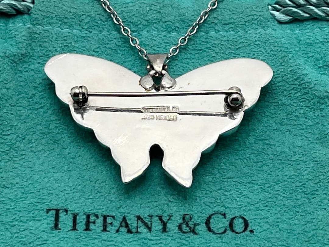 h294 オールド　ティファニー　バタフライ　ブローチ　ネックレストップ　925