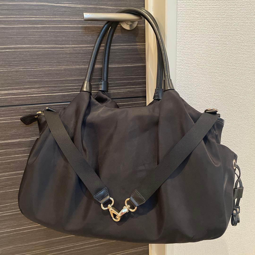 ケイトスペード　黒ナイロン　マザーズバッグ