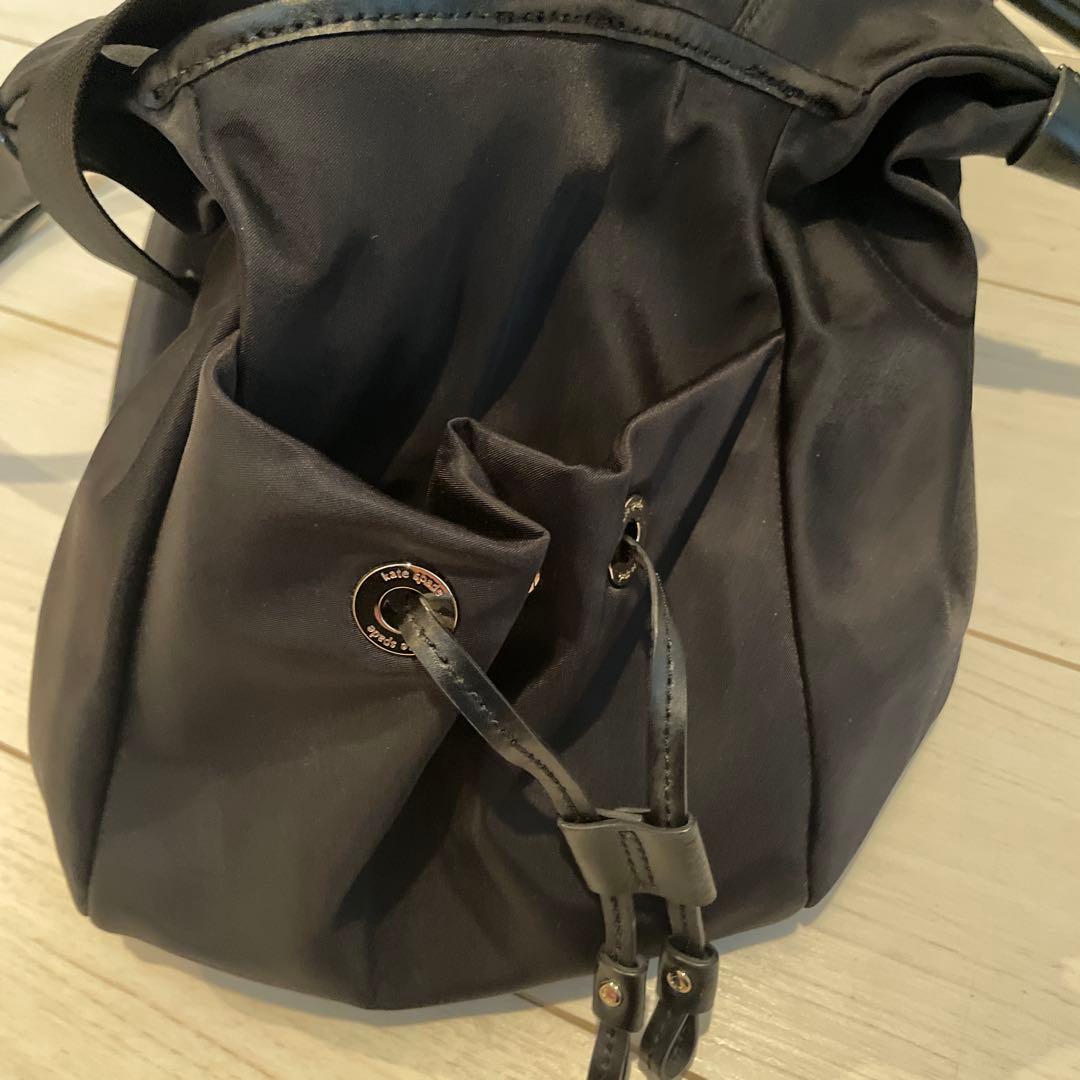 ケイトスペード　黒ナイロン　マザーズバッグ