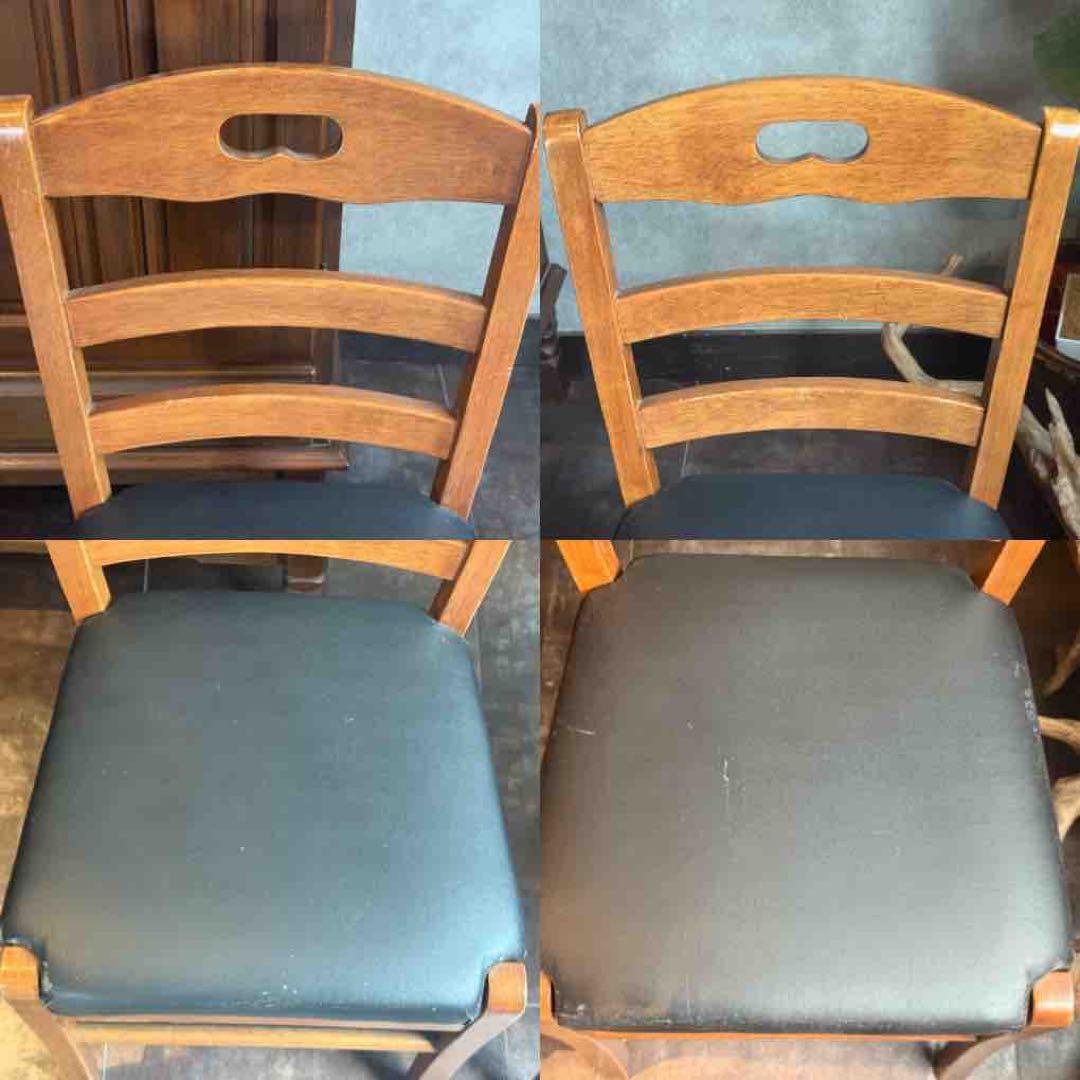 ヴィンテージチェア　座面ブラック　レザー　チェリー　レトロ　4脚セット　nz