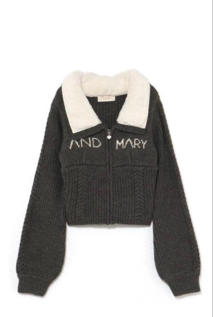 AND MARY ダークグレー クロップドニット