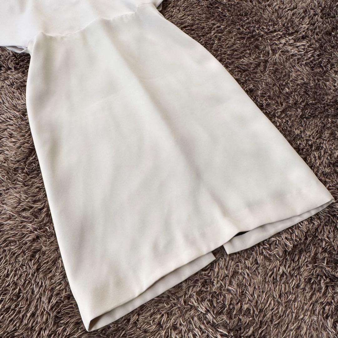 ヨーコチャン ワンピース Vネック ラウンドスリーブ 切替 ドレス 膝丈 38