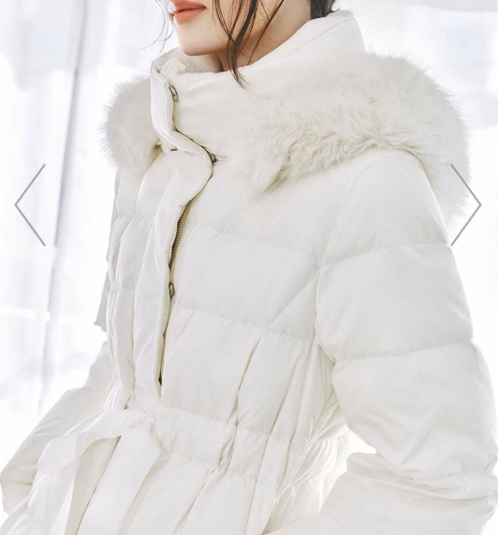 フレイアイディー FRAY ID フードファーロングダウンコート　新品　WHT