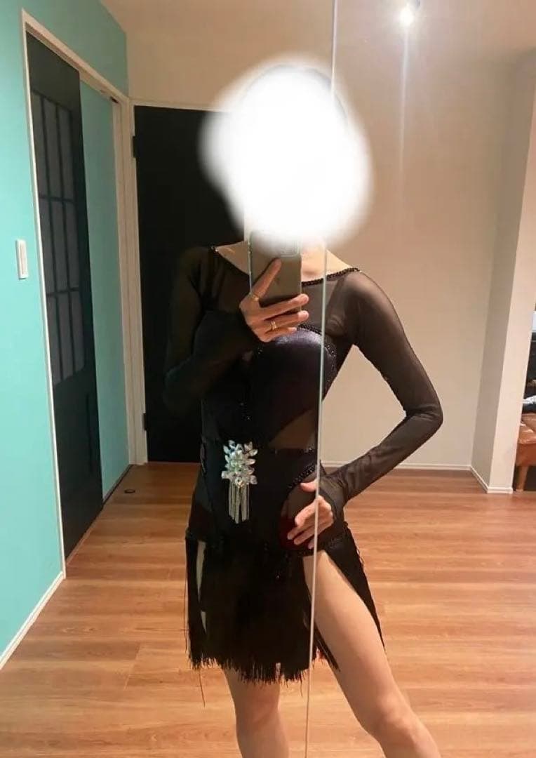 社交ダンスドレス フリンジ 黒 ピンク オレンジ