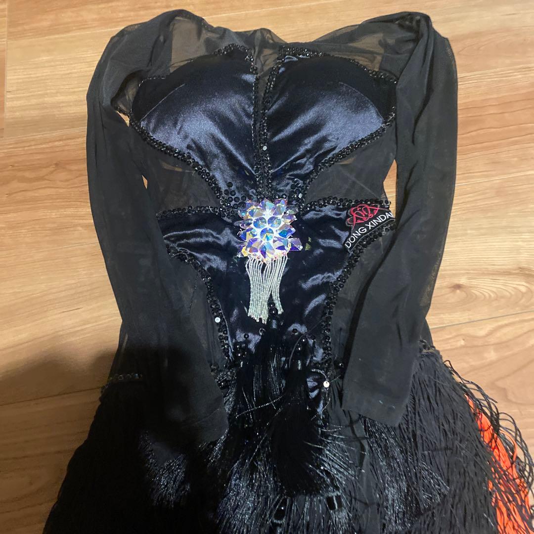 社交ダンスドレス フリンジ 黒 ピンク オレンジ