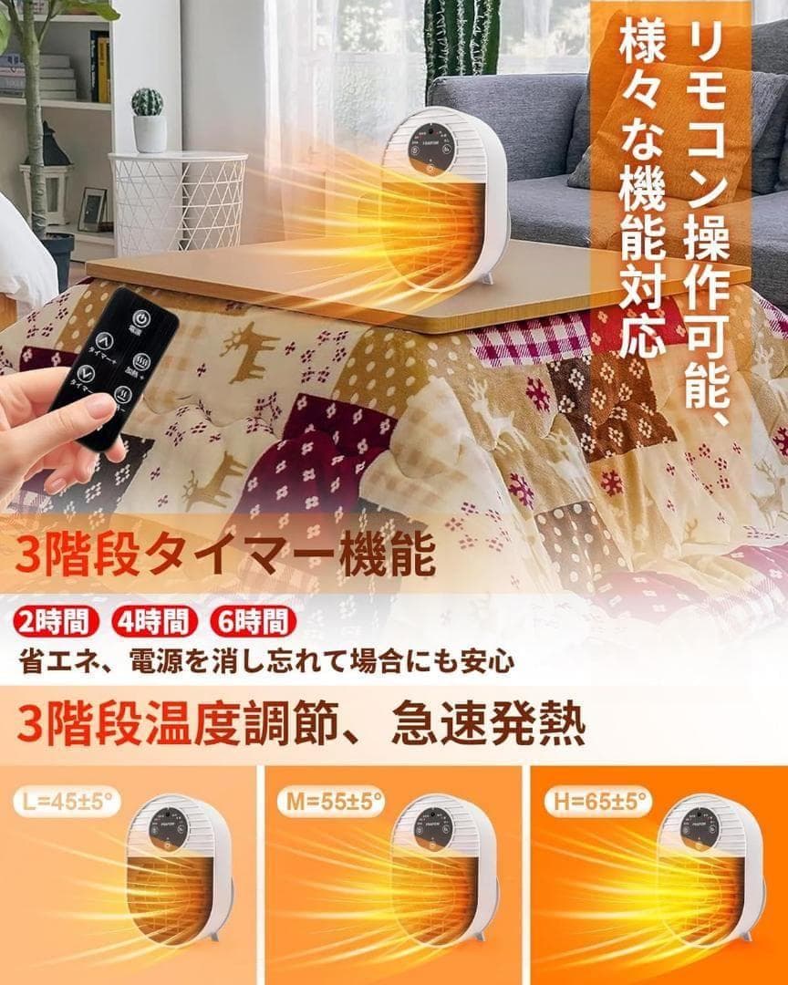 【4個セット】パネルヒーター ファン型 ブランケット リモコン付 足元ヒーター