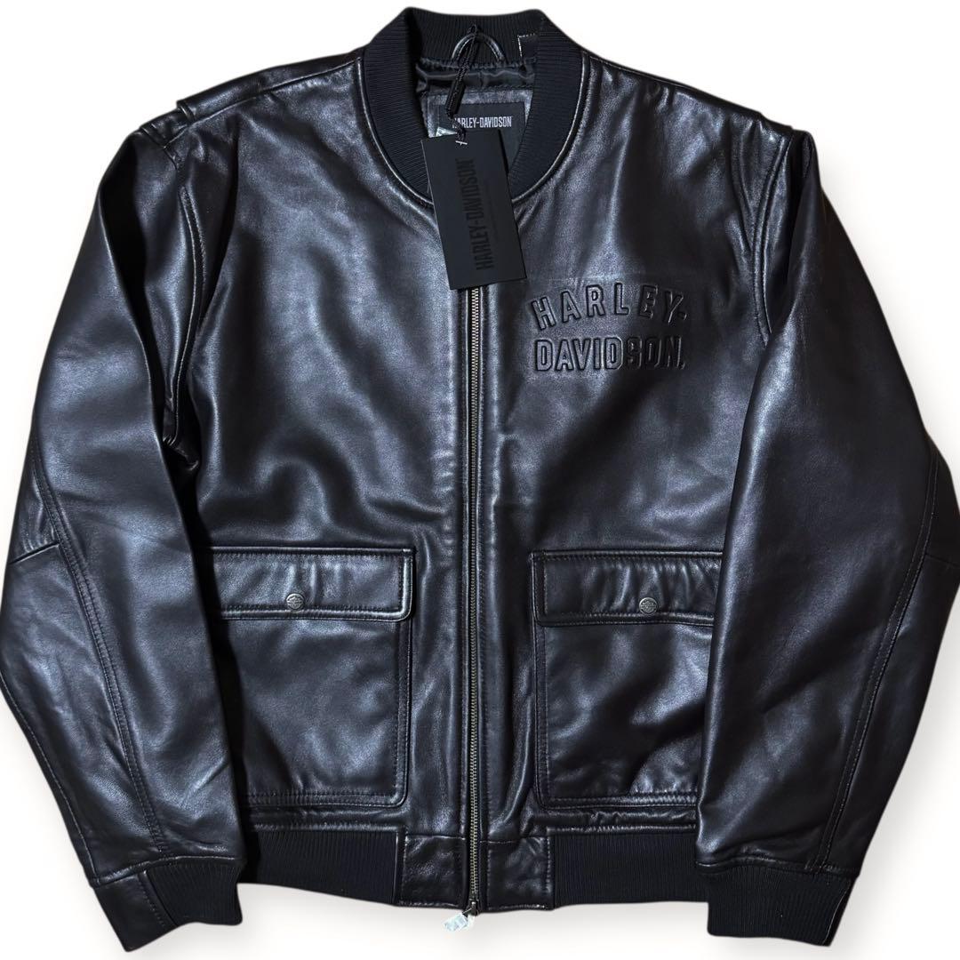 タグ付 純正 HARLEY DAVIDSON 羊革 レザージャケット 黒 L