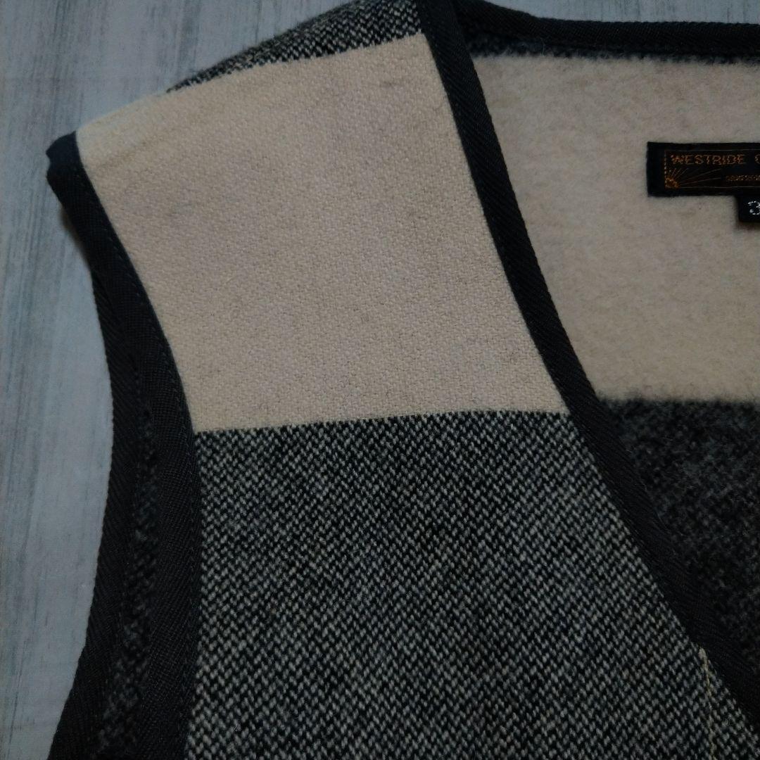 （美品）ウエストライド　アイボリー✖グレーストライプベスト 38