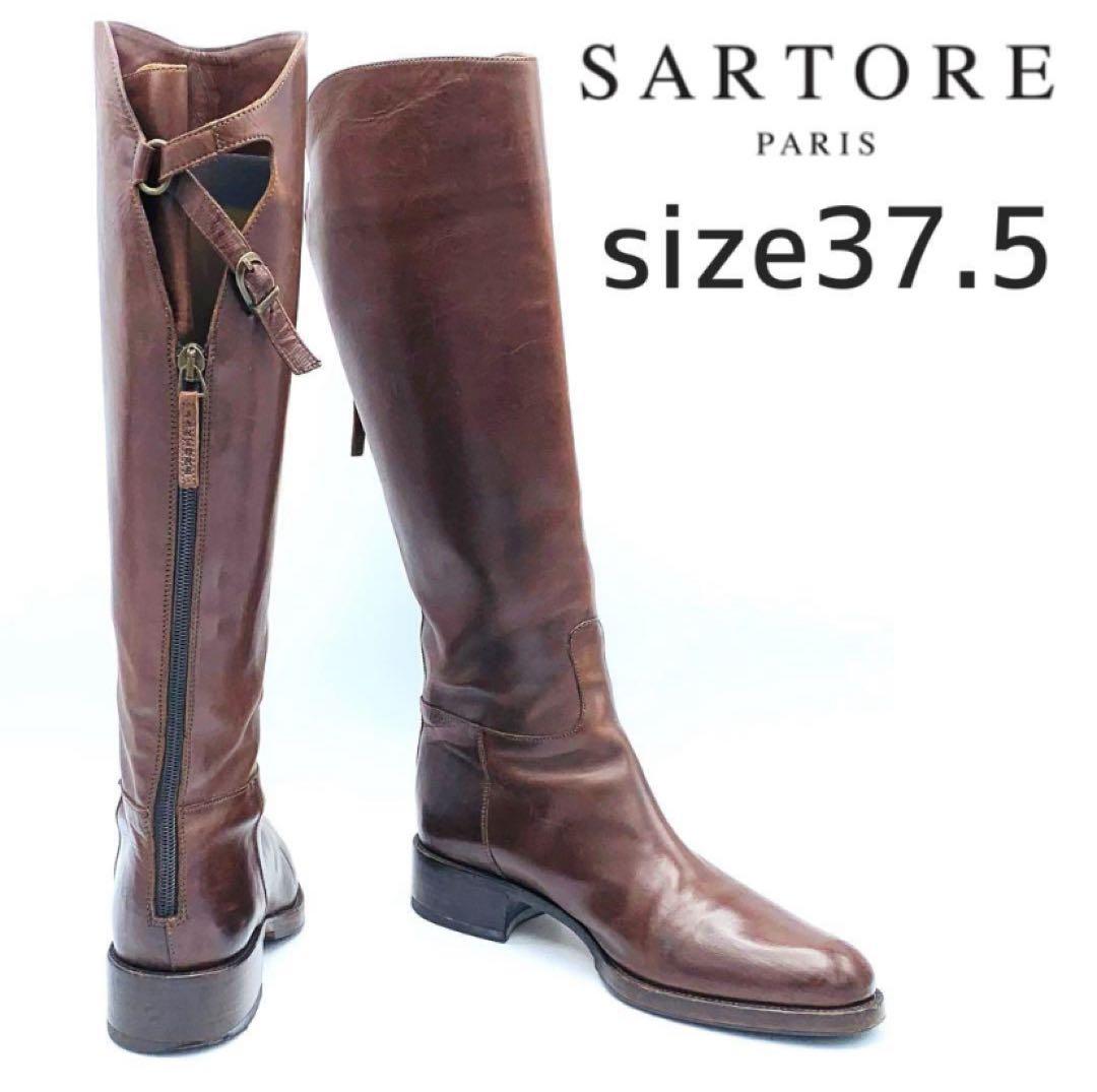 美品　SARTORE サルトル　ジョッキーブーツ　シングルベルト　ブラウン