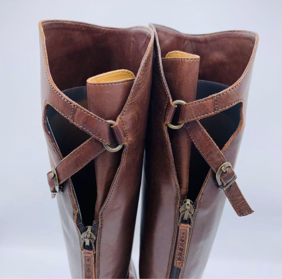 美品　SARTORE サルトル　ジョッキーブーツ　シングルベルト　ブラウン