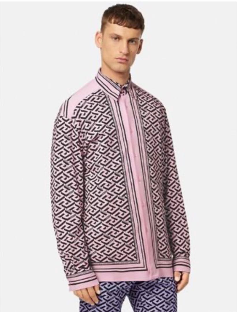 VERSACE ヴェルサーチ　長袖シャツ ピンク/黒