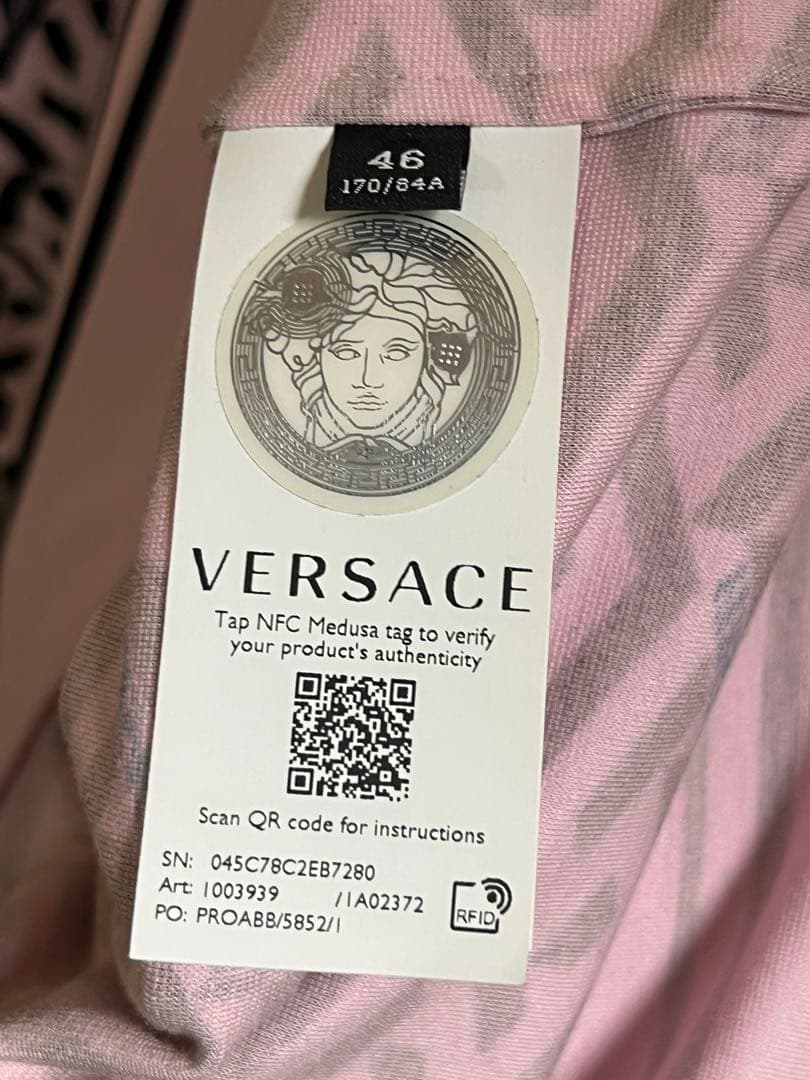 VERSACE ヴェルサーチ　長袖シャツ ピンク/黒