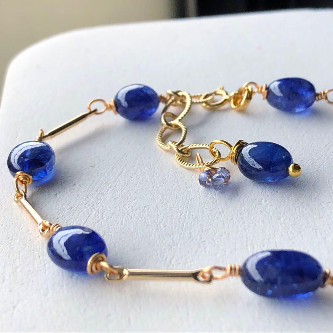 天然石♡大粒♡鮮やか極上ブルーサファイアのブレスレット14kgf