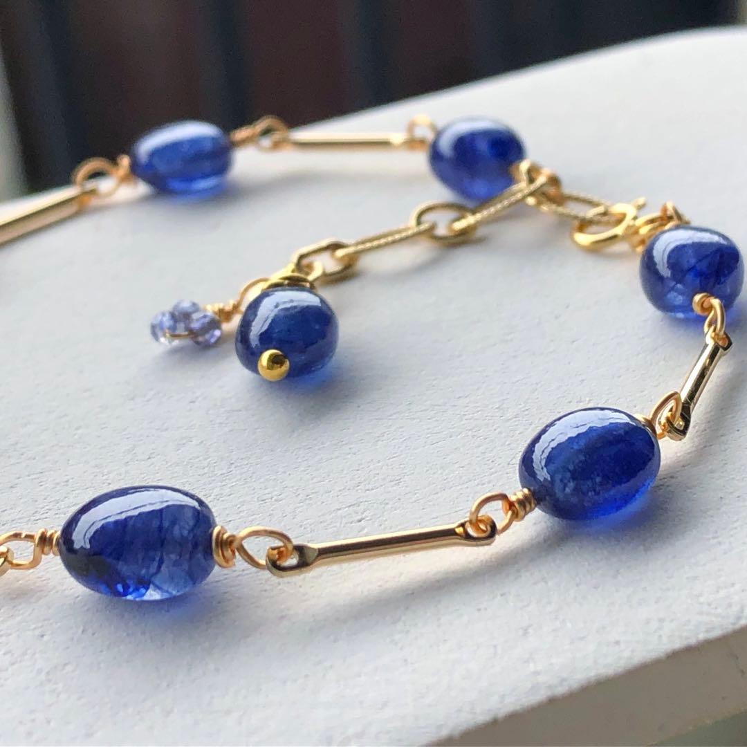 天然石♡大粒♡鮮やか極上ブルーサファイアのブレスレット14kgf