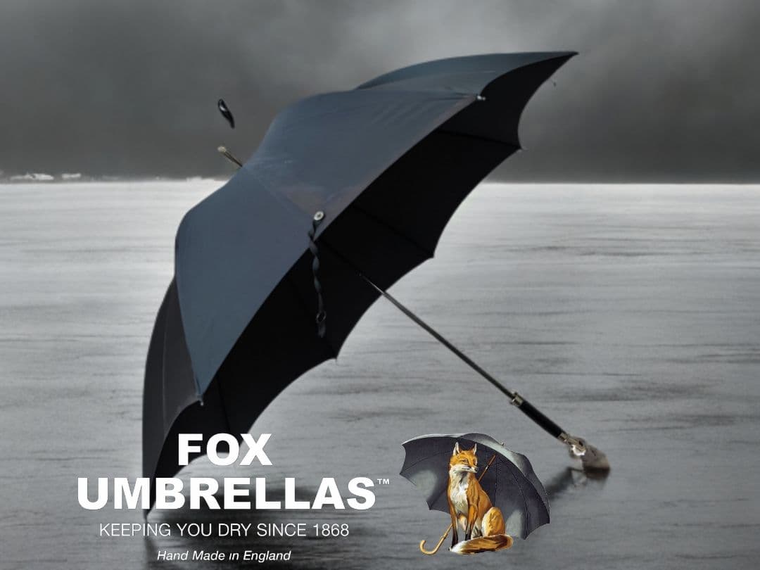 【英国王室御用達】FOX UMBRELLAS 黒 長傘 金属ハンドル