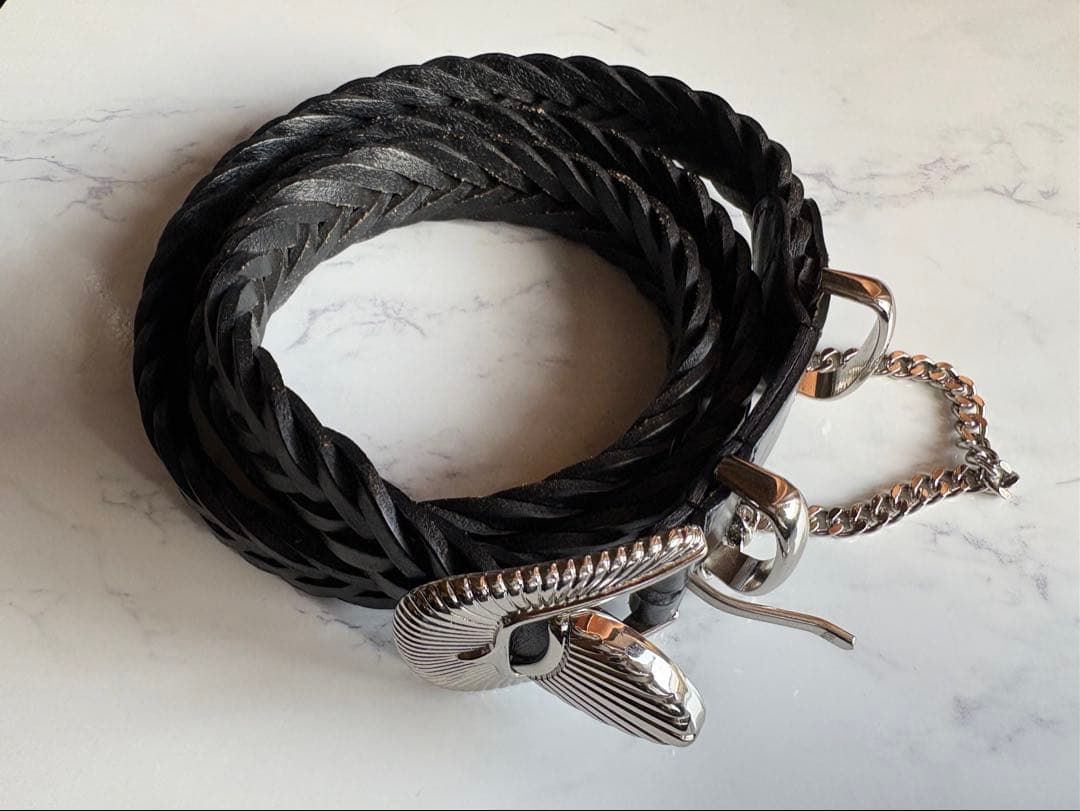 JieDa ウエスタンベルト 編み込みレザーベルト