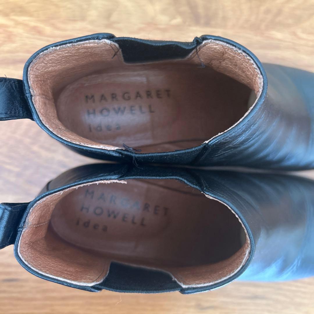 マーガレットハウエル アイデア　 レザー　サイドゴアショートブーツ ブラック