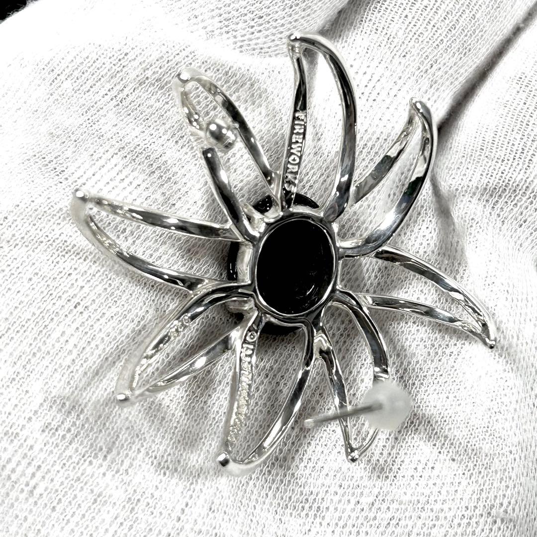 ティファニー ブローチ ファイヤーワークス シルバー925×オニキス 箱付き