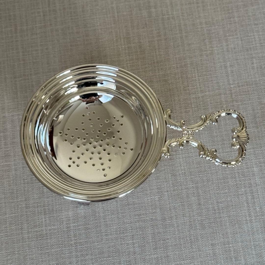 イタリア製 猫脚 シルバープレート ティーストレーナー Greggio