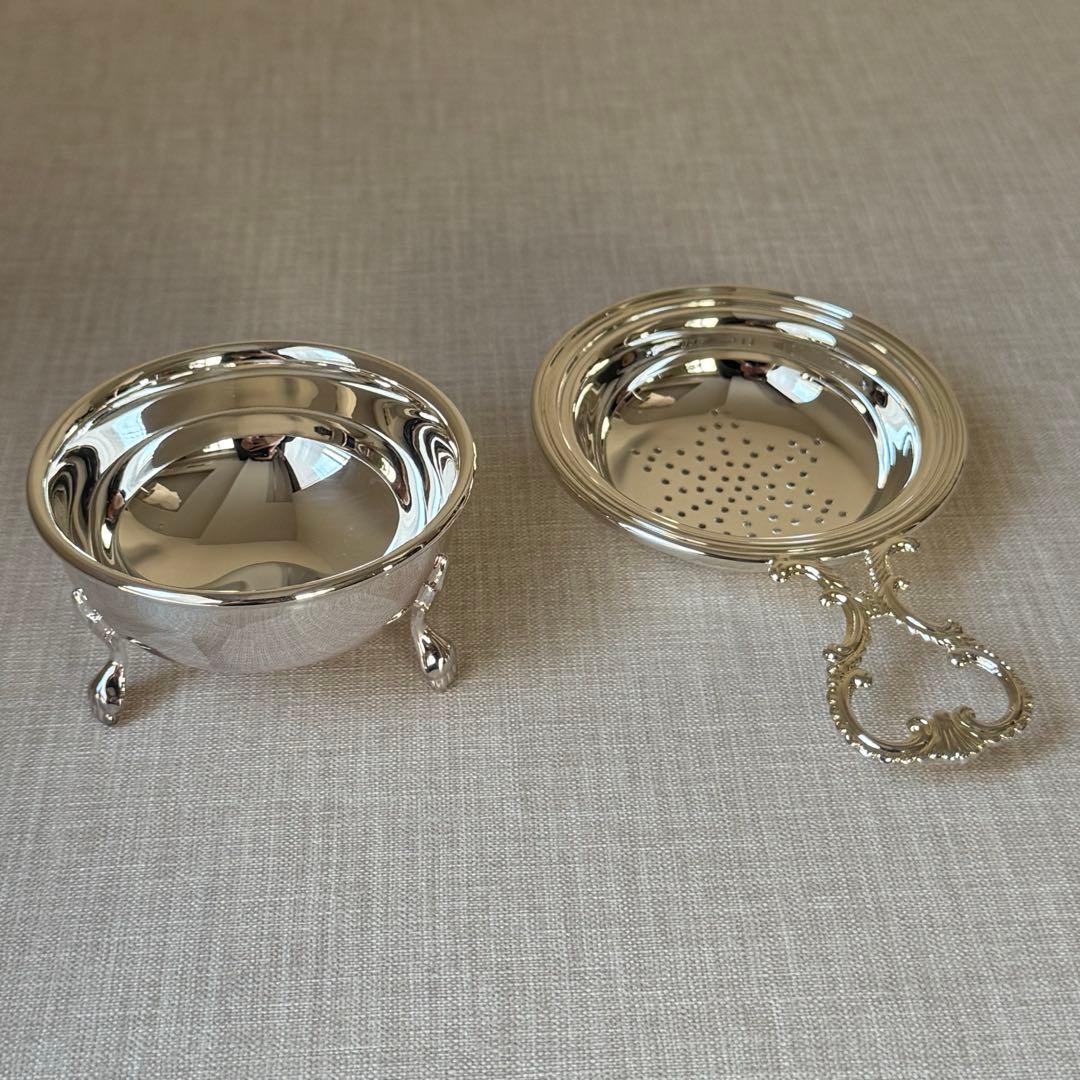 イタリア製 猫脚 シルバープレート ティーストレーナー Greggio