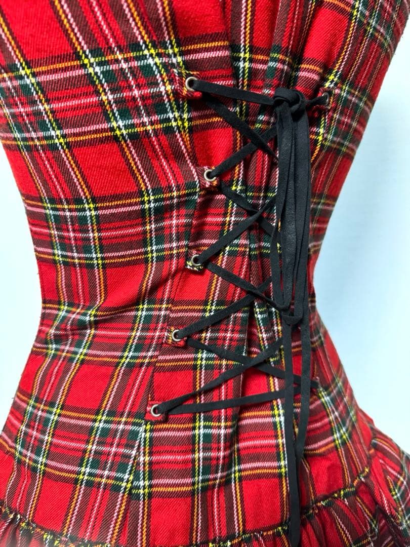【レア】Na+H赤チェック柄フリルノースリーブミニワンピース ゴシック パンク