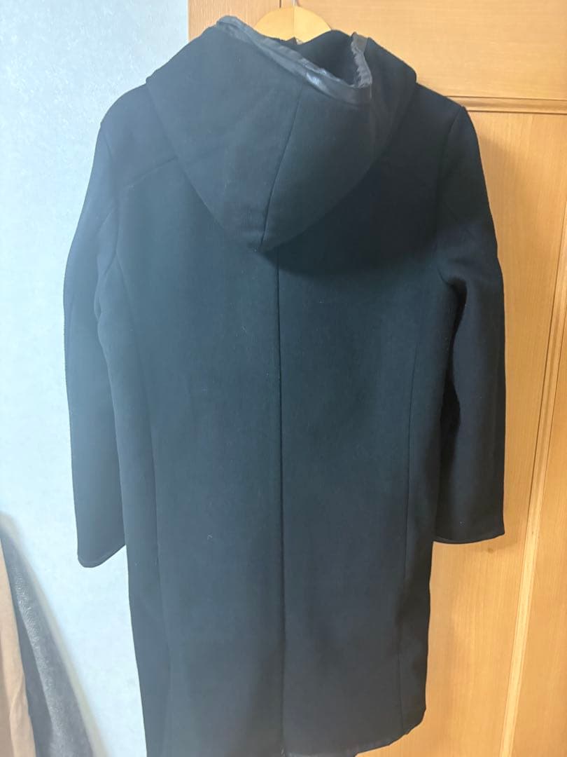 【極美品】フード付きパイピングフーデッドロングラップコートweb完売商品