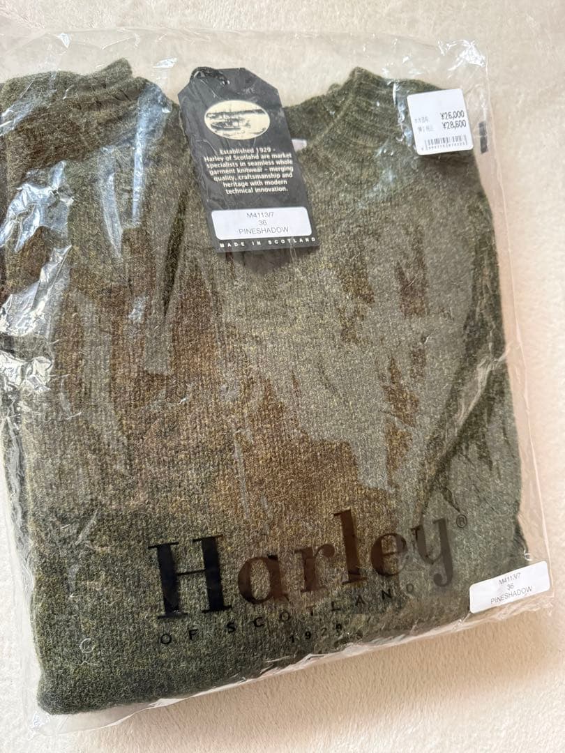 新品　Harley of Scotland クルーネックセーター36 カーキ
